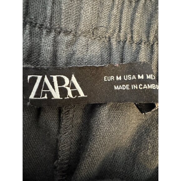 Zara Medium Dark Gray Viscose & Linen Blend Elastic Waist Shorts - Picture 2 of 9